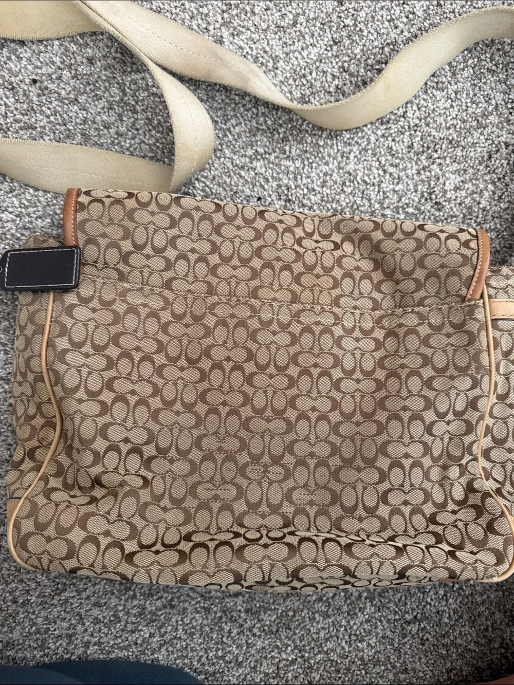 Coach Brown Signature Canvas Crossbody Bag with Tan Trim - Picture 5 of 5